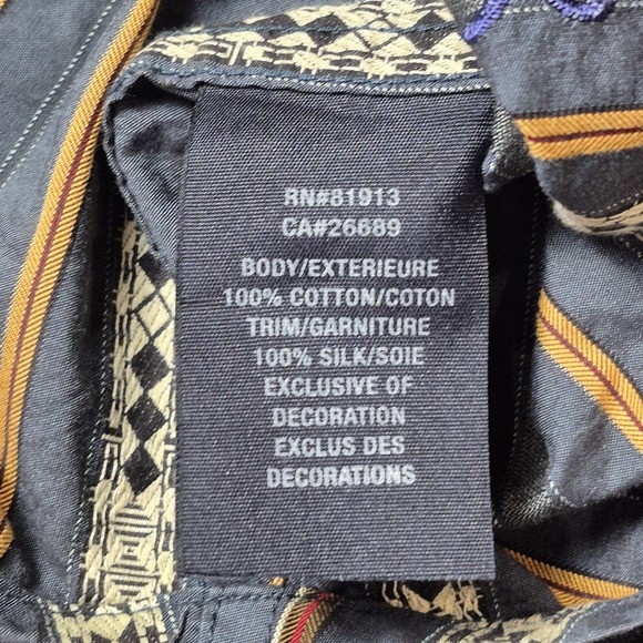 Robert Graham Long Sleeve Button Up Shirt Striped Silk Trim‎ Flip Cuff Men's XL - Picture 6 of 7